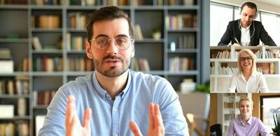 Et videomøte med fire persjoner